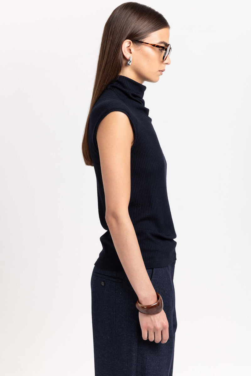 Navy rollneck tank top
