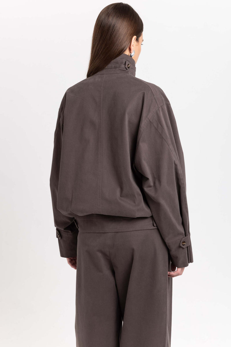 Earth brown soft touch cotton unisex urban jacket