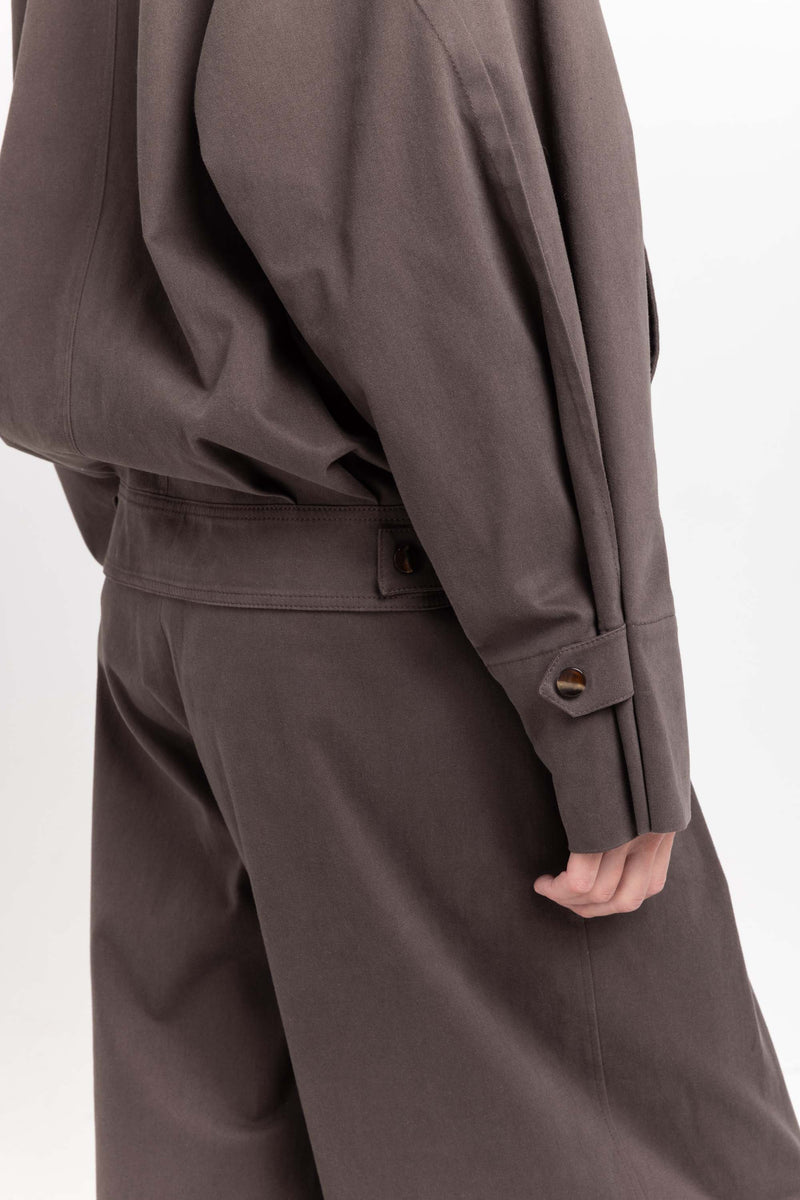 Earth brown soft touch cotton unisex urban jacket