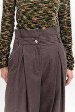Earth brown soft touch cotton paperbag pants