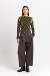 Green mix fine chenille long sleeve top with cutouts
