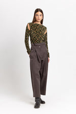 Earth brown soft touch cotton paperbag pants