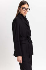 Black herringbone suiting tailored jacket