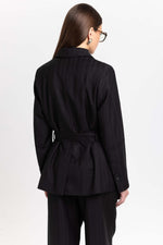 Black herringbone suiting tailored jacket