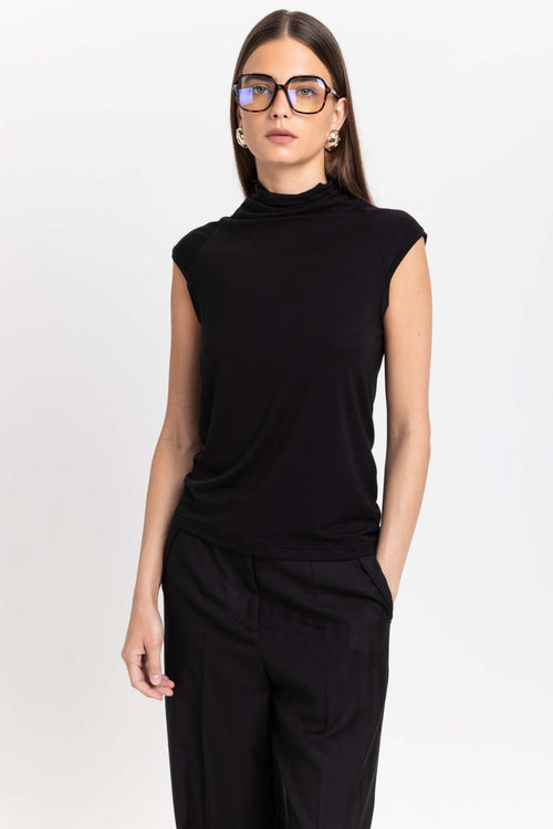 Black rollneck tank top