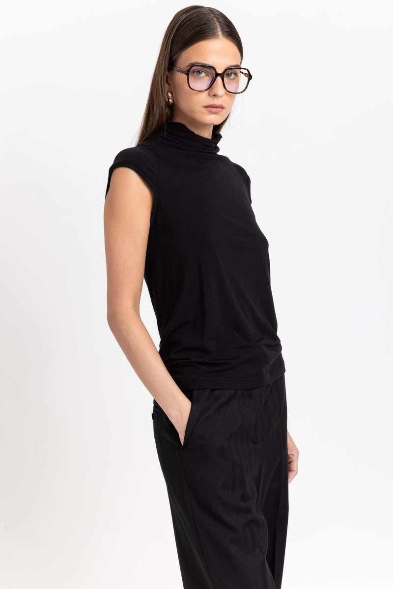 Black rollneck tank top