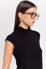 Black rollneck tank top