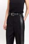Black long leather belt
