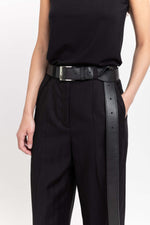 Black long leather belt