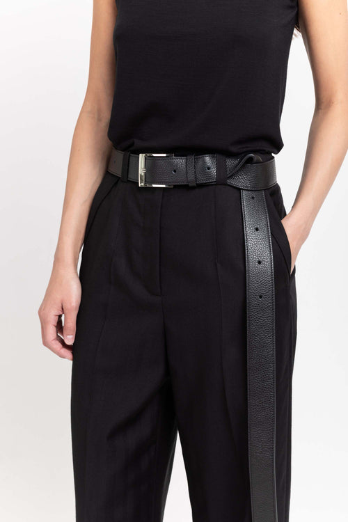 Black long leather belt