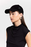 Black corduroy embroidered cap
