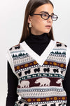 Light mix fine merino unisex holiday jacquard vest