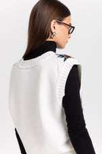 Light mix fine merino unisex holiday jacquard vest