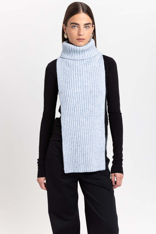 Cloud blue merino blend unisex chunky neck warmer