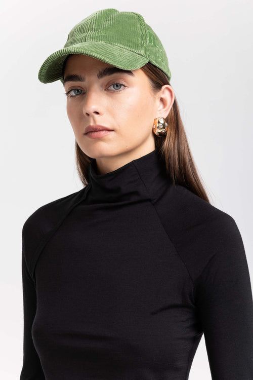 Willow green corduroy embroidered cap