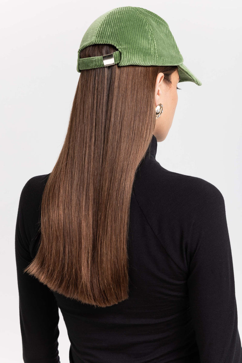 Willow green corduroy embroidered cap