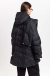 Black down coat with scarf