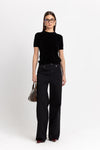 Black chenille short sleeve top