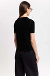 Black chenille short sleeve top