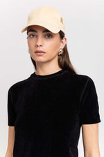 Butter beige soft touch embroidered cap