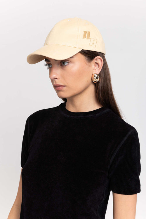 Butter beige soft touch embroidered cap
