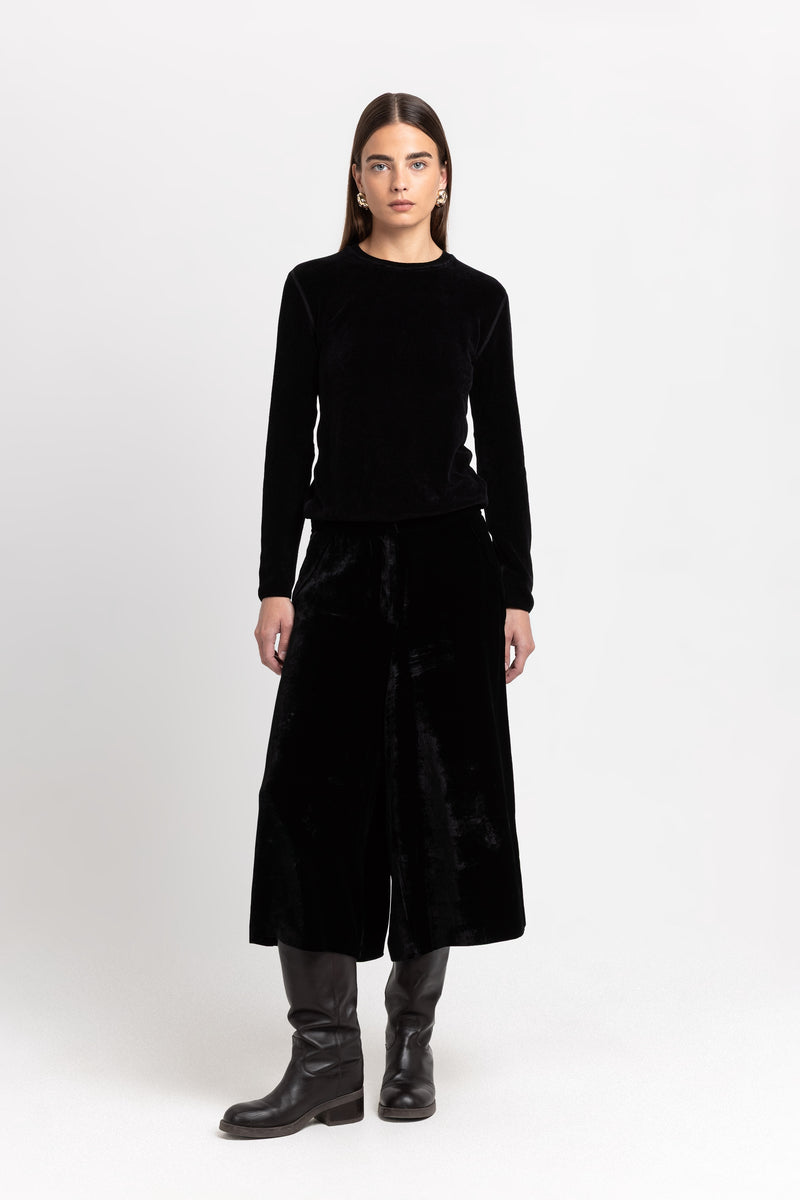 Black chenille long sleeve top