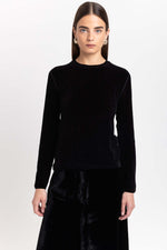 Black chenille long sleeve top