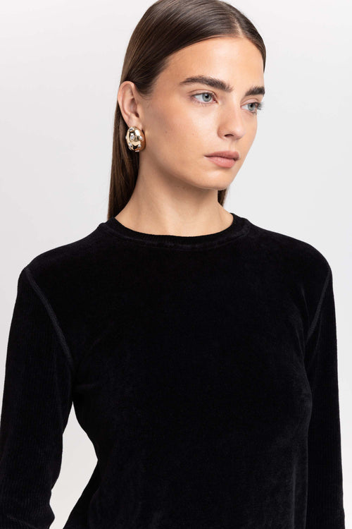 Black chenille long sleeve top
