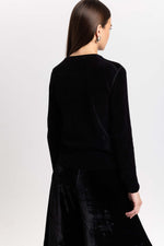 Black chenille long sleeve top