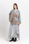 Grey & taupe jersey & faux fur soft short coat