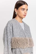 Grey & taupe jersey & faux fur soft short coat