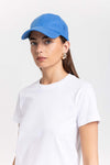Cobalt blue flannel embroidered cap