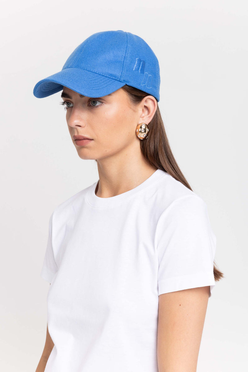 Cobalt blue flannel embroidered cap
