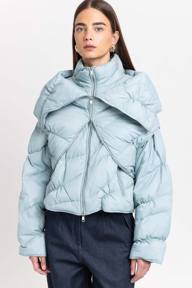 Dusty blue down two-piece jacket