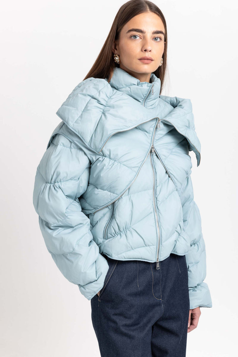 Dusty blue down two-piece jacket