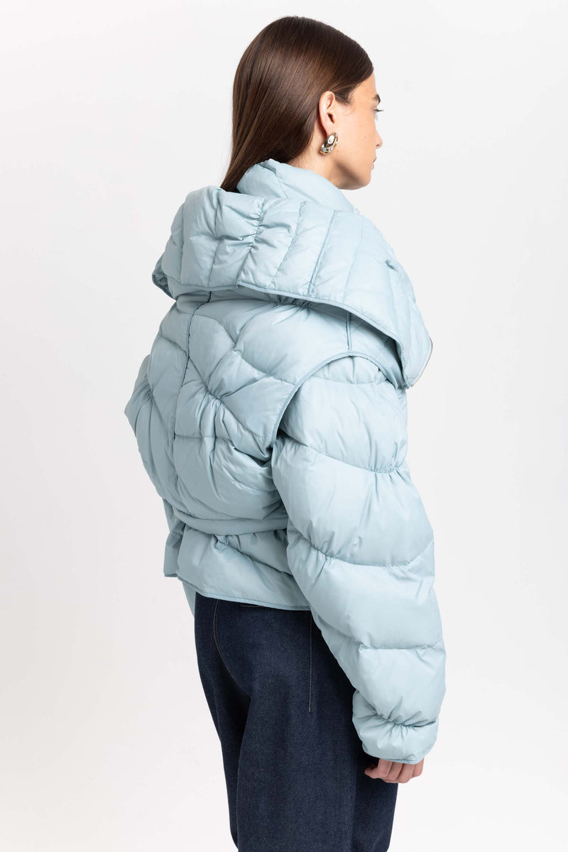 Dusty blue down two-piece jacket