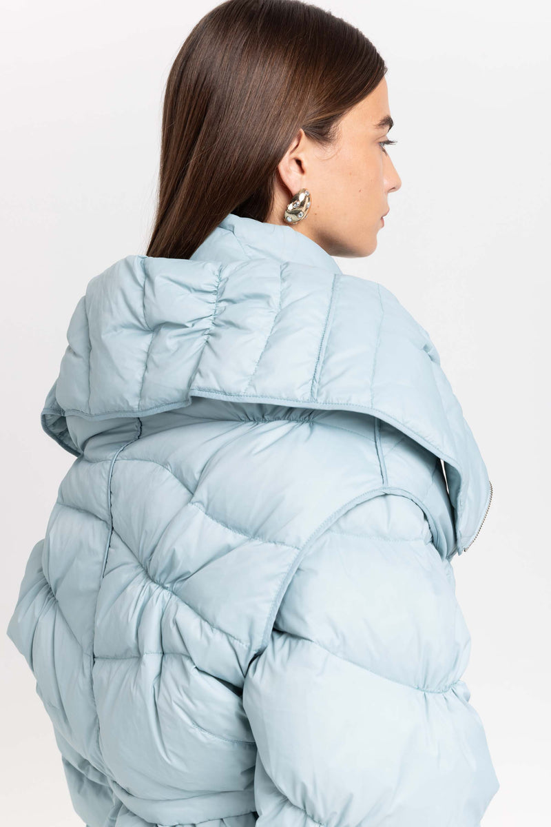 Dusty blue down two-piece jacket