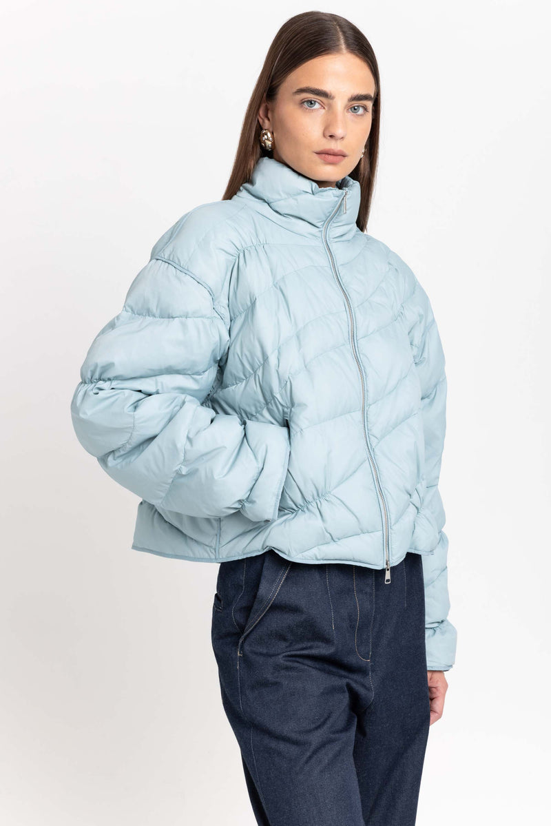 Dusty blue down two-piece jacket