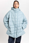 Dusty blue down coat with scarf