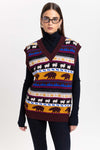 Dark mix fine merino unisex holiday jacquard vest