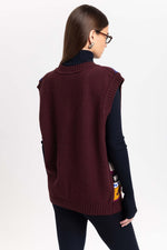 Dark mix fine merino unisex holiday jacquard vest
