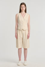 Ivory linen semi fitted vest