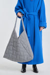 Grey matte quilted shopping bag