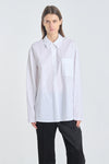 White crispy poplin half button-down