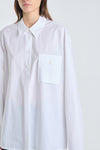 White crispy poplin half button-down