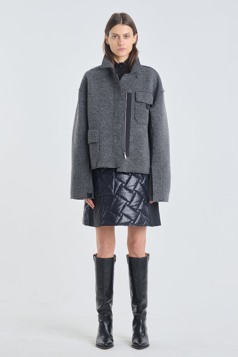 Grey wool blend short coat