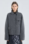 Grey wool blend short coat