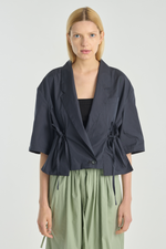 Black crispy cotton silk short jacket