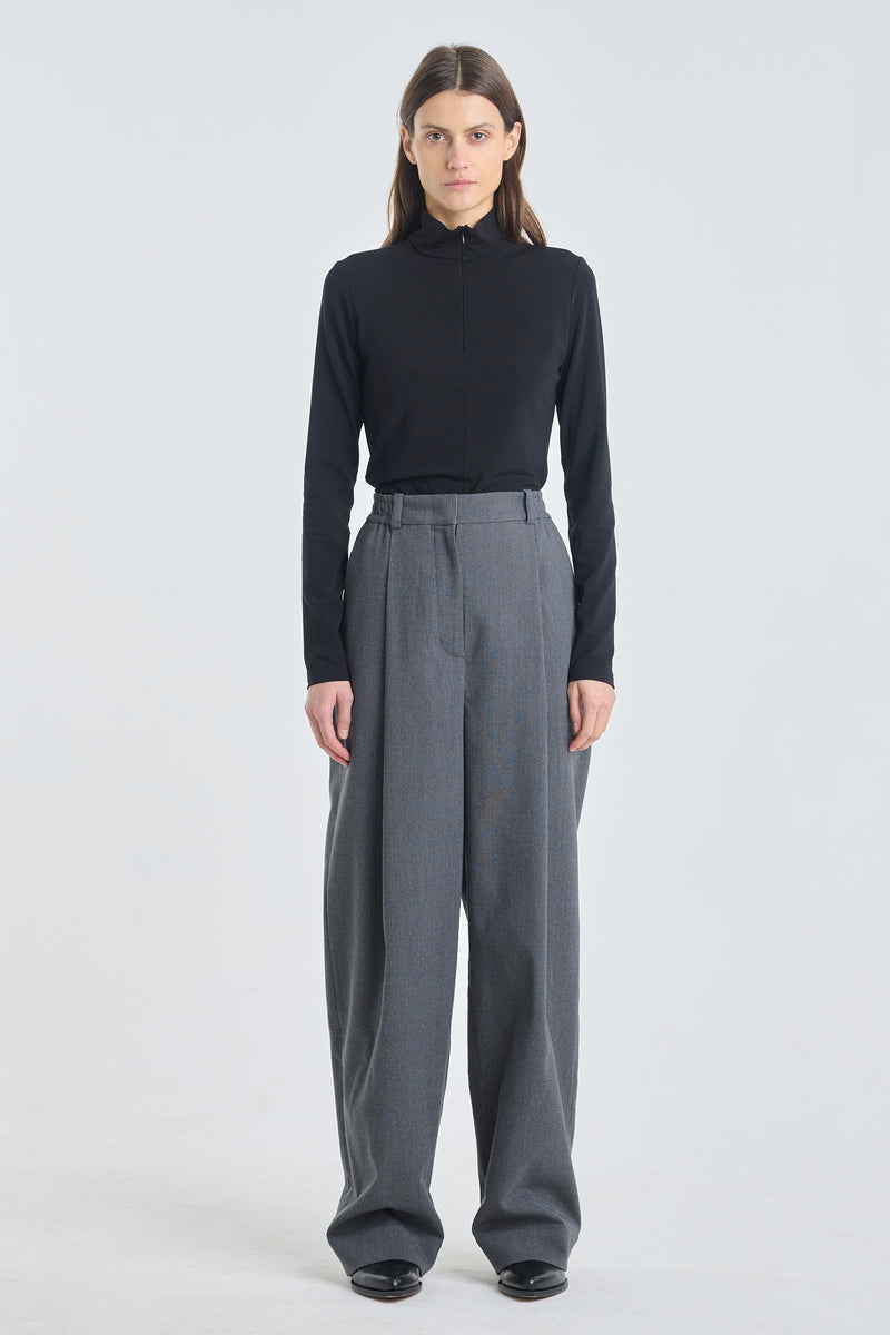 Grey stretch wool oversized pants