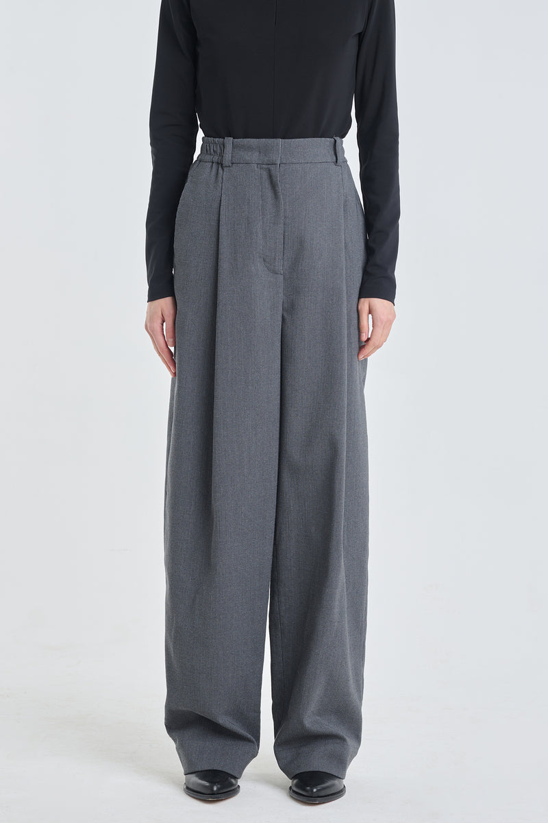 Grey stretch wool oversized pants